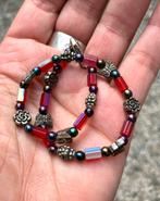 Enkelbandje parelmoer paarse kraaltjes vlinder en bloem, Ophalen of Verzenden, Nieuw, Overige materialen, Met bedels of kralen