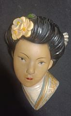 Vintage Chinese Dame Hoofdje - Gips Wanddecoratie, Ophalen of Verzenden