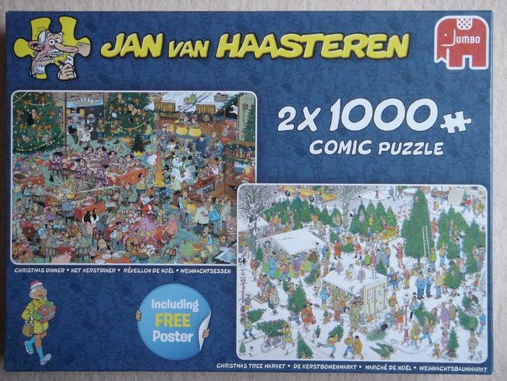 2 x 1000 Comic Puzzel: Jan van Haasteren - versie B, Hobby en Vrije tijd, Denksport en Puzzels, Zo goed als nieuw, Legpuzzel, Meer dan 1500 stukjes