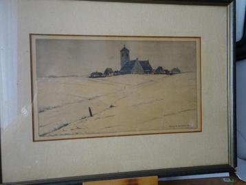 Willem Witjens ( 1884 - 1962 ) - Kerkdorp in de sneeuw beschikbaar voor biedingen