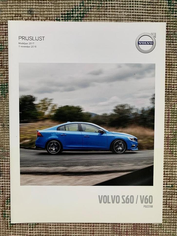 Nederlandse prijslijst Volvo S60 V60  Polestar 2016 nieuw!, Boeken, Auto's | Folders en Tijdschriften, Zo goed als nieuw, Volvo