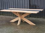 Eiken epoxy tafel, Huis en Inrichting, Ophalen, 100 tot 150 cm, Eikenhout, 200 cm of meer