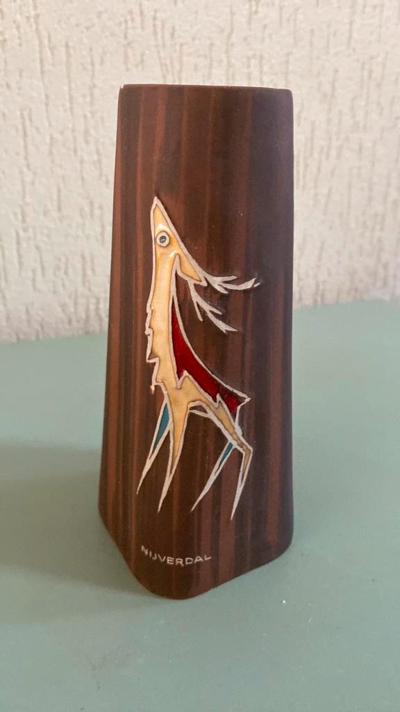 l’Ancora kera teak vaasje met een burlend hert, Antiek en Kunst, Antiek | Keramiek en Aardewerk, Ophalen of Verzenden