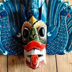 Lucky Vintage Houten pauwen masker uit Sri Lanka, Antiek en Kunst, Ophalen of Verzenden
