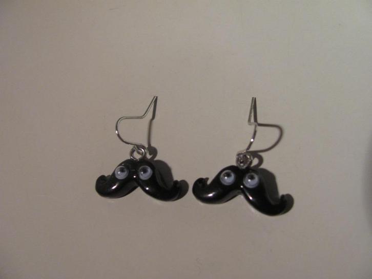 Zwarte Snor ~ Moustache Oorbellen / Accessoire ~ Sieraad, Sieraden, Tassen en Uiterlijk, Oorbellen, Nieuw, Hangers, Overige materialen