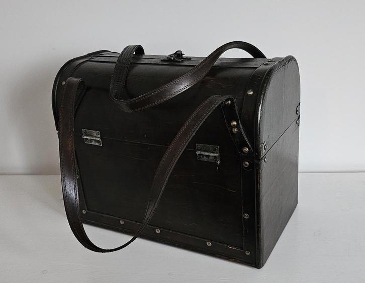 LEUKE OUDE BROCANTE KOLONIALE HOUTEN KOFFER, Huis en Inrichting, Woonaccessoires | Kisten, Gebruikt, Minder dan 50 cm, Minder dan 50 cm