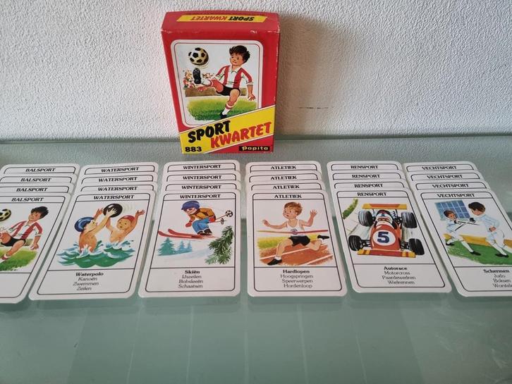 Orig, 1965, PAPITA, SPORT KWARTET, compleet, Doos, Igst!, Verzamelen, Speelkaarten, Jokers en Kwartetten, Zo goed als nieuw, Kwartet(ten)