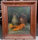 ~1920 Stilleven met kreeft, olieverf op paneel, Antiek en Kunst, Kunst | Schilderijen | Klassiek, Ophalen of Verzenden