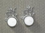2 x Waxinelichthouder/rouwkaarshouders Roos van Tin., Antiek en Kunst, Antiek | Tin, Ophalen of Verzenden