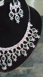 Indiase sierraden set - ketting + oorbellen. Blauw en groen., Sieraden, Tassen en Uiterlijk, Kettingen, Ophalen of Verzenden, Nieuw