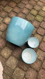 Blauw bloempotten, Ophalen, Rond, Zo goed als nieuw, Minder dan 25 cm
