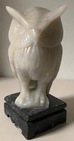 BEELD - WITTE UIL - 17,5 CM HOOG - WIT/GRIJZE ONYX, Ophalen of Verzenden