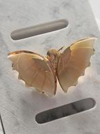 Vintage Vlinder Broche Mother of Pearl '60-'70, Sieraden, Tassen en Uiterlijk, Broches, Overige materialen, Gebruikt, Geel, Minder dan 4 cm