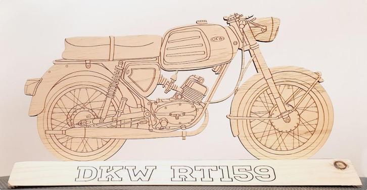 Thema silhouet DKW RT159 brommer, Huis en Inrichting, Woonaccessoires | Klokken, Nieuw, Wandklok, Ophalen of Verzenden