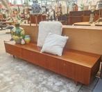Vintage lang, laag en diep dressoir/TVmeubel, 220cm, Huis en Inrichting, Kasten | Dressoirs, Ophalen, ., 200 cm of meer, .