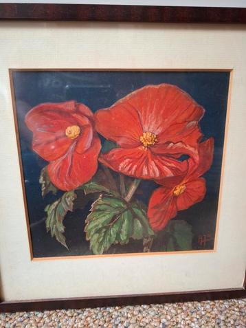 Schilderij A.J. Smets Meijer - Rode Bloemen beschikbaar voor biedingen