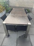 RVS Tuintafel met stoelen, Tuin en Terras, Tuintafels, Ophalen, Zo goed als nieuw, Rechthoekig, Rvs