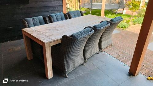 Luxe tuintafel set 240cm 6 persoons, Tuin en Terras, Tuintafels, Zo goed als nieuw, Rechthoekig, Wicker, Ophalen