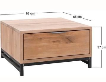Hoektafel/salontafel geborsteld eiken en staal. (Goossens) beschikbaar voor biedingen