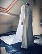 trouwjurk met sleep van ca 3 mtr, Ophalen of Verzenden, Gedragen, Wit, Trouwjurk