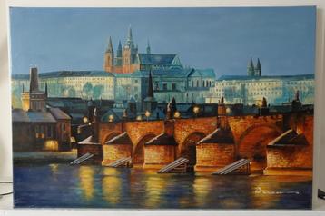 Klassiek Schilderij van Karelsbrug in Praag - Acrylverf beschikbaar voor biedingen