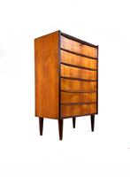 Vintage XL Deense teakhouten ladekast ‘60, Huis en Inrichting, Kasten | Ladekasten, 100 tot 150 cm, Teakhout, Zo goed als nieuw