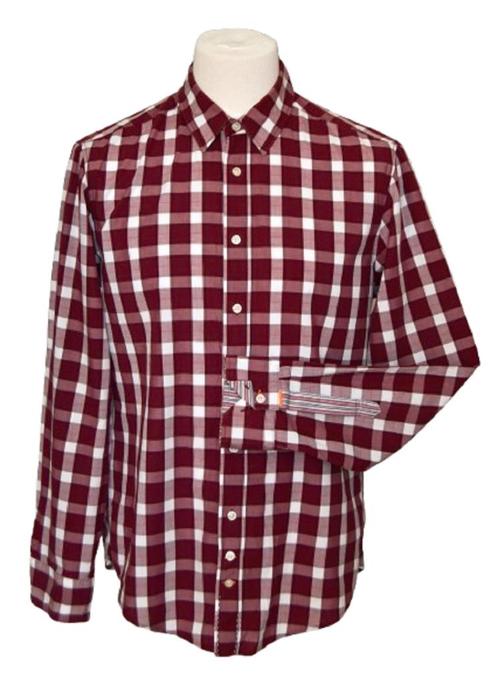 Hugo Boss Orange geruit shirt, overhemd, bordeaux, Mt. L, Kleding | Heren, Overhemden, Zo goed als nieuw, Halswijdte 41/42 (L)