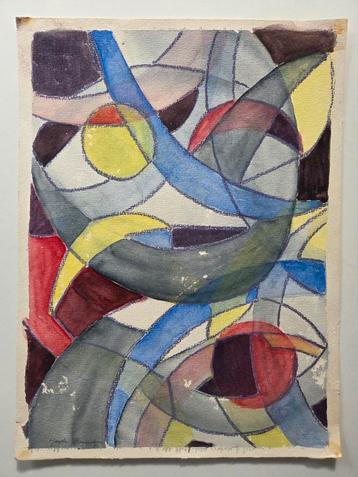 Geometrie. Abstract. Waterverf. Gesigneerd. beschikbaar voor biedingen