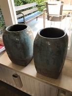 Twee grote bloem potten, nieuw!, Tuin en Terras, Bloempotten, Ophalen, Steen, Rond, Nieuw