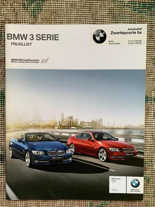 Nederlandse prijslijst BMW 3-serie coupe en cabrio E90 2010, Boeken, Auto's | Folders en Tijdschriften, Nieuw, BMW, Ophalen of Verzenden