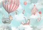 Dieren in luchtballon behang, baby- kinderkamer, Ook op maat, Verzenden, Nieuw, Wanddecoratie
