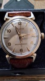 Vintage herenhorloge Bulova Clipper 1953, Leer, Staal, Polshorloge, Zo goed als nieuw