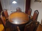 Eettafel en stoelen, Huis en Inrichting, Complete eetkamers, Ophalen, Gebruikt, Klassiek, donker eikenhout, 4 tot 6 stoelen