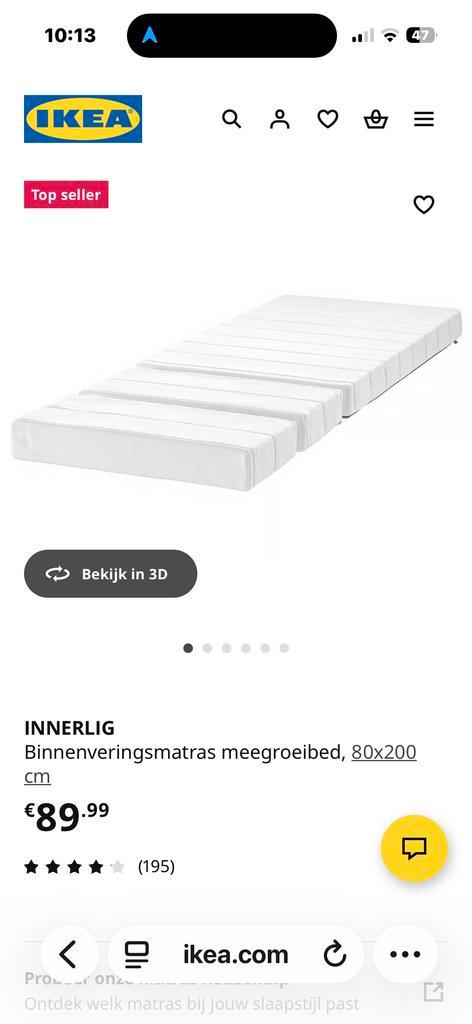 2 stuks prijs per stuk Ikea Innerlig Meegroei Matras 80x200, Huis en Inrichting, Slaapkamer | Matrassen en Bedbodems, Zo goed als nieuw