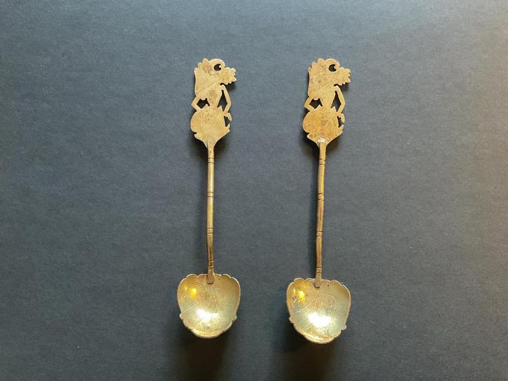 Wajang Lepeltjes - Set van 2, Antiek en Kunst, Antiek | Bestek, Ophalen of Verzenden