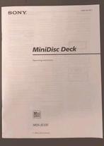 Handleiding Sony Minidisc MDS-JE330 (Engels), Ophalen of Verzenden, Minidisc-recorder