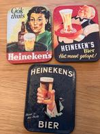 3 Vintage Heineken Bier Onderzetters met Kurk, Verzamelen, Biermerken, Ophalen of Verzenden, Gebruikt, Heineken
