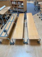 Houten banken met ijzer onderstel, Huis en Inrichting, Ophalen, Gebruikt, 150 tot 200 cm