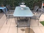 Tuintafel met 5 stoelen en voeten bankje, Gebruikt, Hocker, Ophalen of Verzenden, Tuinset