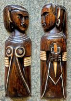 Set van 2 Afrikaans groot beelden man en vrouw 50 cm hoog, Antiek en Kunst, Kunst | Beelden en Houtsnijwerken, Ophalen of Verzenden