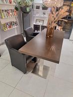 Eethoek met tafel en 6 lederen stoelen, Huis en Inrichting, Tafels | Eettafels, Ophalen, Gebruikt, Modern