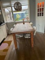 Mooie robuuste teak houten tafel, Huis en Inrichting, Tafels | Eettafels, Ophalen, Teakhout, 50 tot 100 cm, Zo goed als nieuw