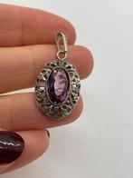A365 Prachtige zilveren amethist hanger, Sieraden, Tassen en Uiterlijk, Antieke sieraden, Ophalen of Verzenden, Zilver, Hanger