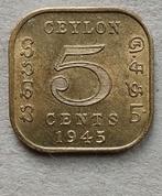 Ceylon, 5 cent 1945, Ophalen of Verzenden, Zuid-Azië, Losse munt