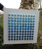 3D Wall Art Cubes in blauwe nuances houten blokjes, Antiek en Kunst, Ophalen