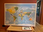Landkaart wereld 140x90 geprint op stevige plaat, Boeken, Atlassen en Landkaarten, Ophalen, Nieuw, 2000 tot heden, Landkaart