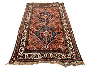 Handmade Persian wool Antique Qashqai carpet 95x147cm beschikbaar voor biedingen