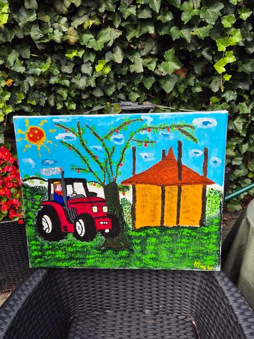 Oma's Tractor Schilderij, Antiek en Kunst, Kunst | Overige Kunst, Ophalen of Verzenden