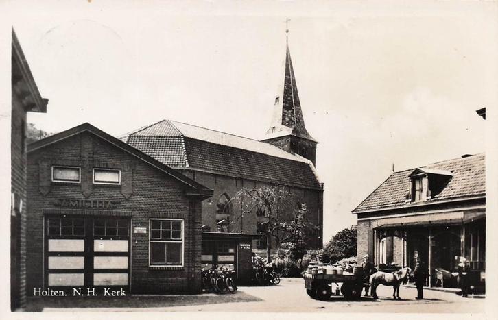 AZ026 Holten Kerk e.o. ponywagen melkboer 1954, Verzamelen, Ansichtkaarten | Nederland, Gelopen, Overijssel, 1940 tot 1960, Verzenden