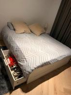 Mooi wit bed met opbergruimte, Huis en Inrichting, Gebruikt, 90 cm, Eenpersoons, Wit